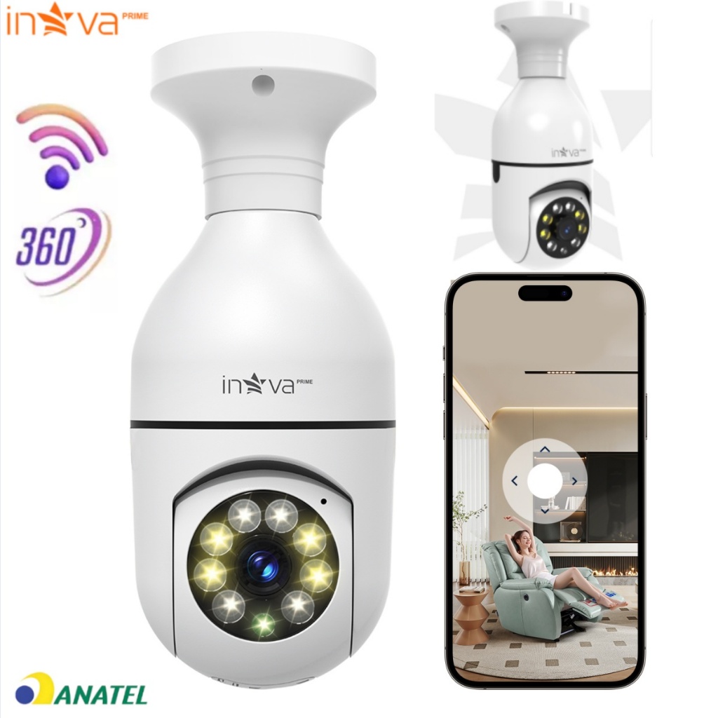 INOVA Câmera segurança wifi ip Inteligente Yoosee sem fio 360 com encaixe lâmpada bocal