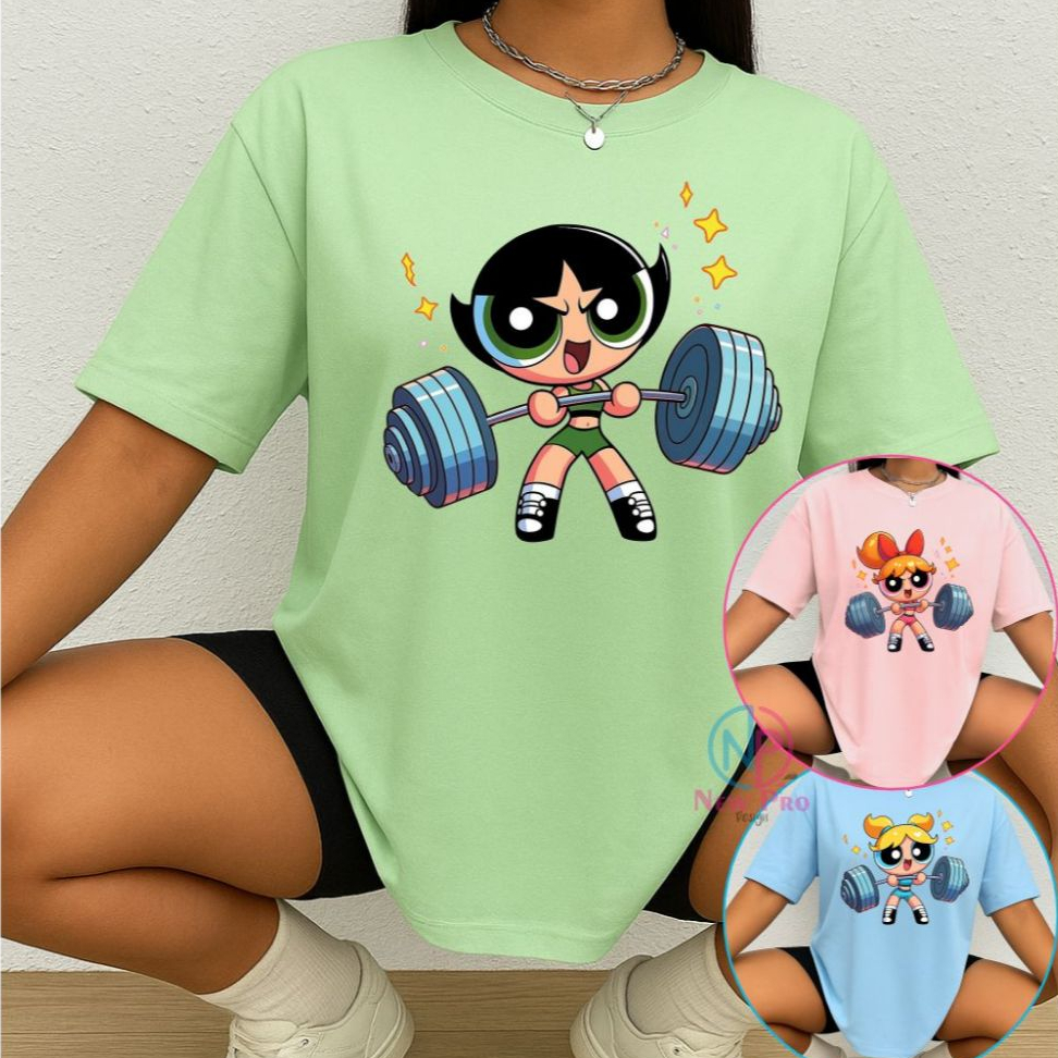 Camiseta Treino Feminina Docinho Oversized Roupas de Academia Look de Treino Super Poderosas Meme em Oferta na Shopee