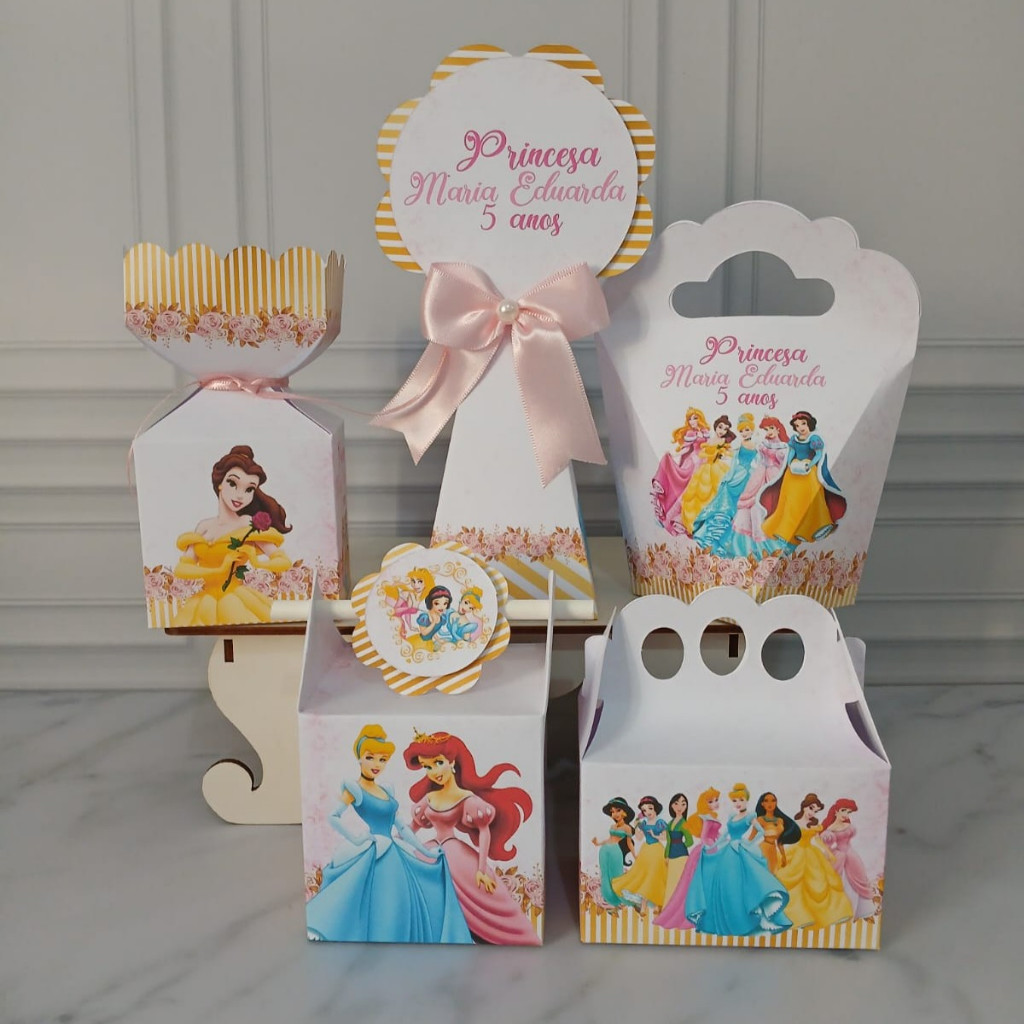 Personalizados Princesas Disney - PEGUE E MONTE - Kit Festa - Lembrancinha Aniversário Infantil