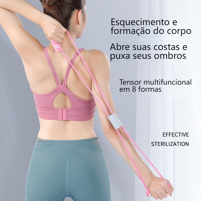 Faixa Elástica em Formato de 8  Para Yoga, Correção Postural e Exercícios em Casa com Resistência Intensificada