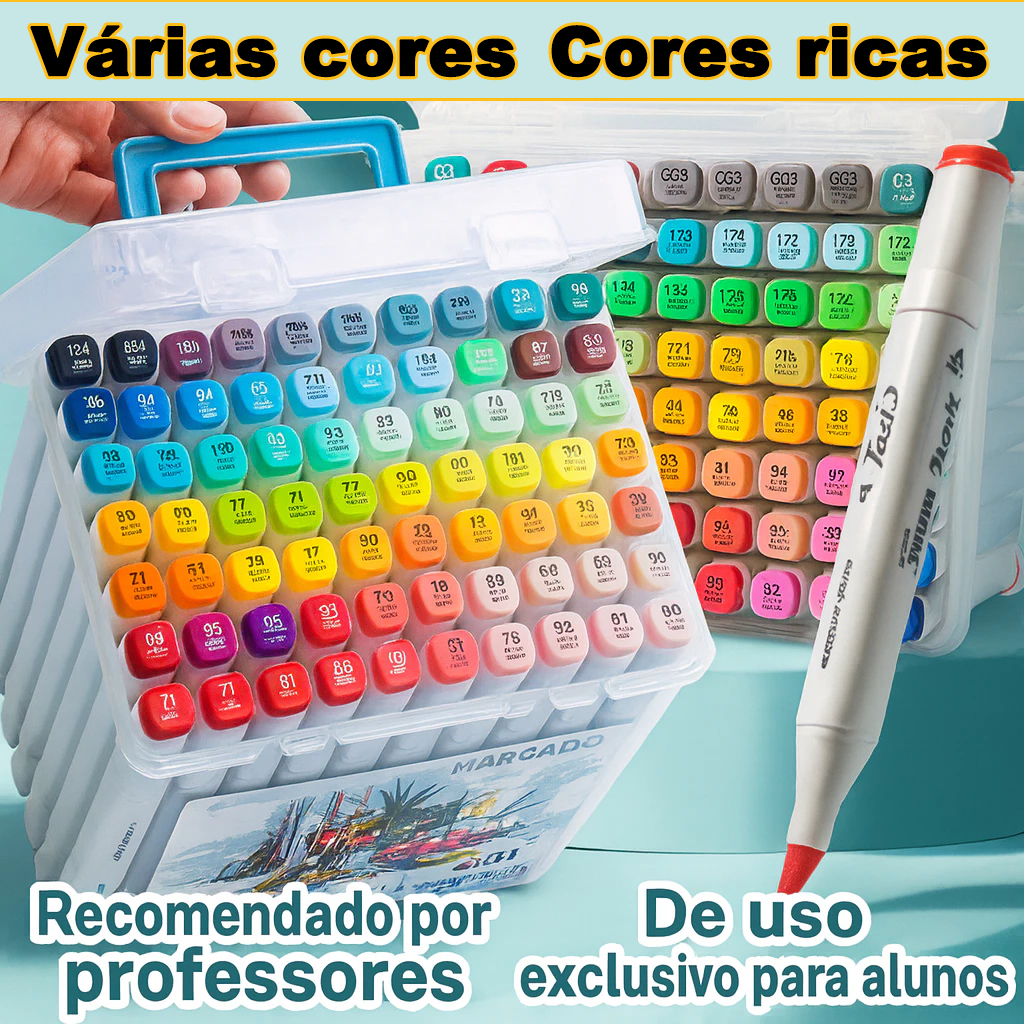 Kit 24-80 Cores Caneta Marcadora 2 em 1 - Ponta Dupla e Pincel para Lettering, Arte e Material Escolar em Oferta na Shopee
