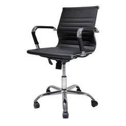 Cadeira De Escritório Diretor Secretária Baixa Com Regulagem Giratória Charles Eames Eiffel Preta