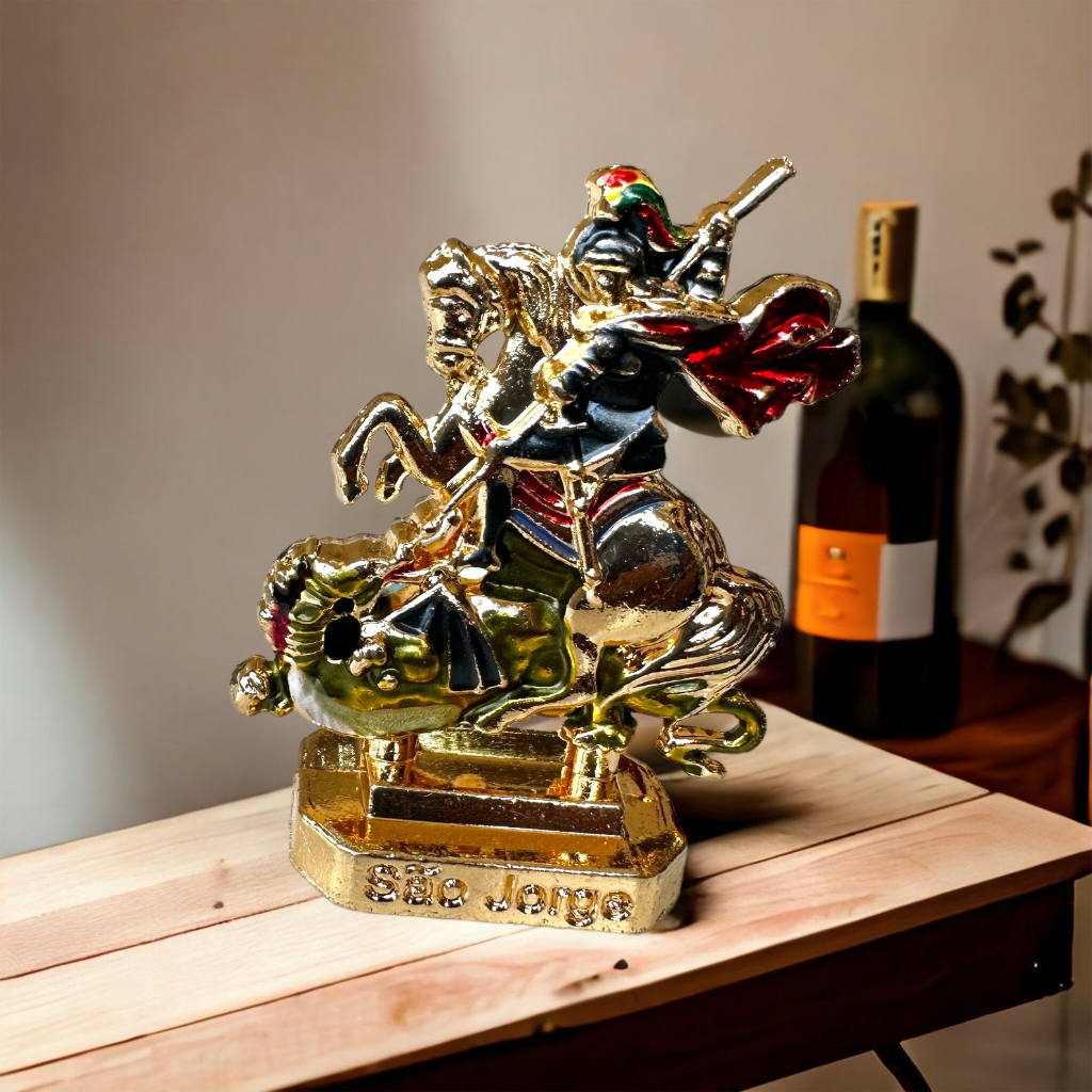 Imagem São Jorge Cavalo Metal Dourado Para Painel De Carro Strass Presente lembrancinha em Oferta na Shopee