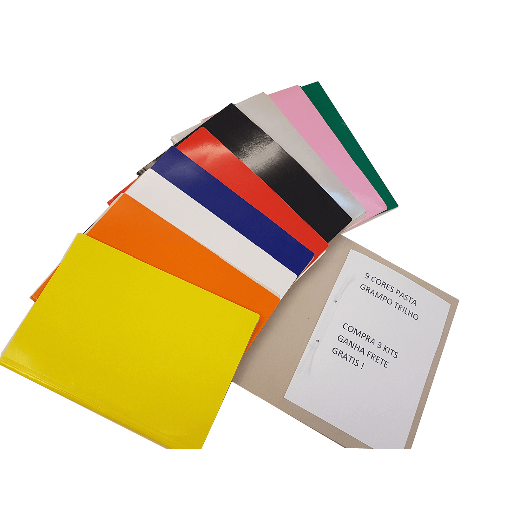 10  PASTA GRAMPO TRILHO DUPLEX 250 GRAMAS PLASTIFICADO COLORIDO ESCOLHA A COR em Oferta na Shopee