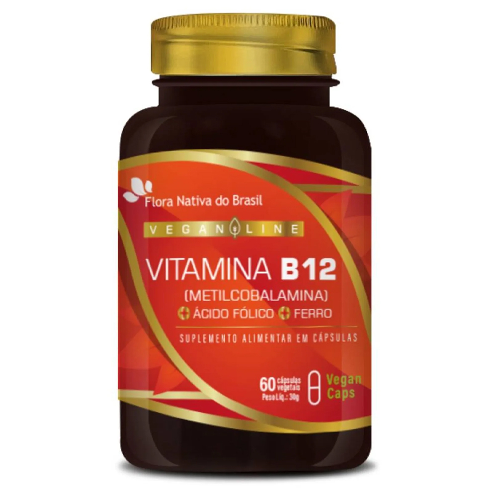 Vegan Ferro + Ácido Fólico + Vitamina B12 Metilcobalamina 60 Cápsulas Vegana