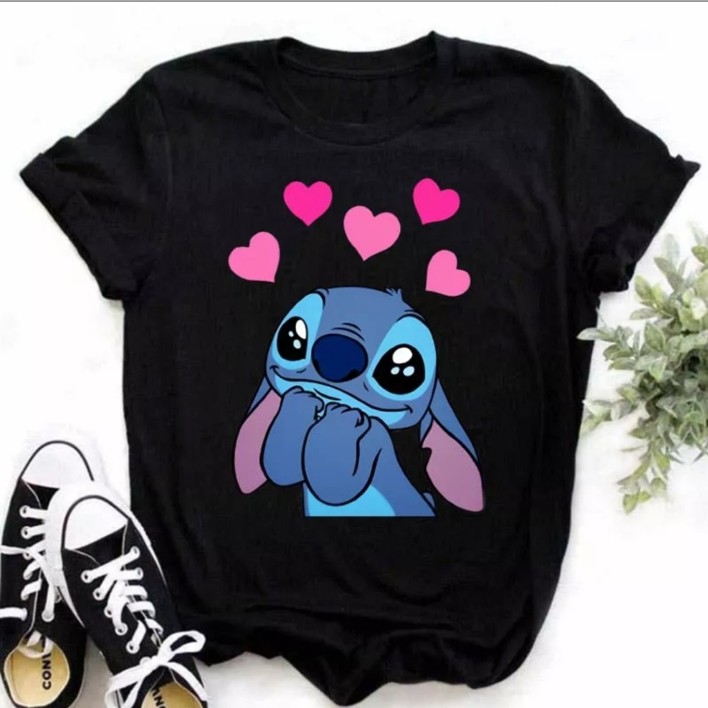 Baby Look Lilo Stitch Feminino Fofo 100%Algodão Altissima Qualidade em Oferta na Shopee
