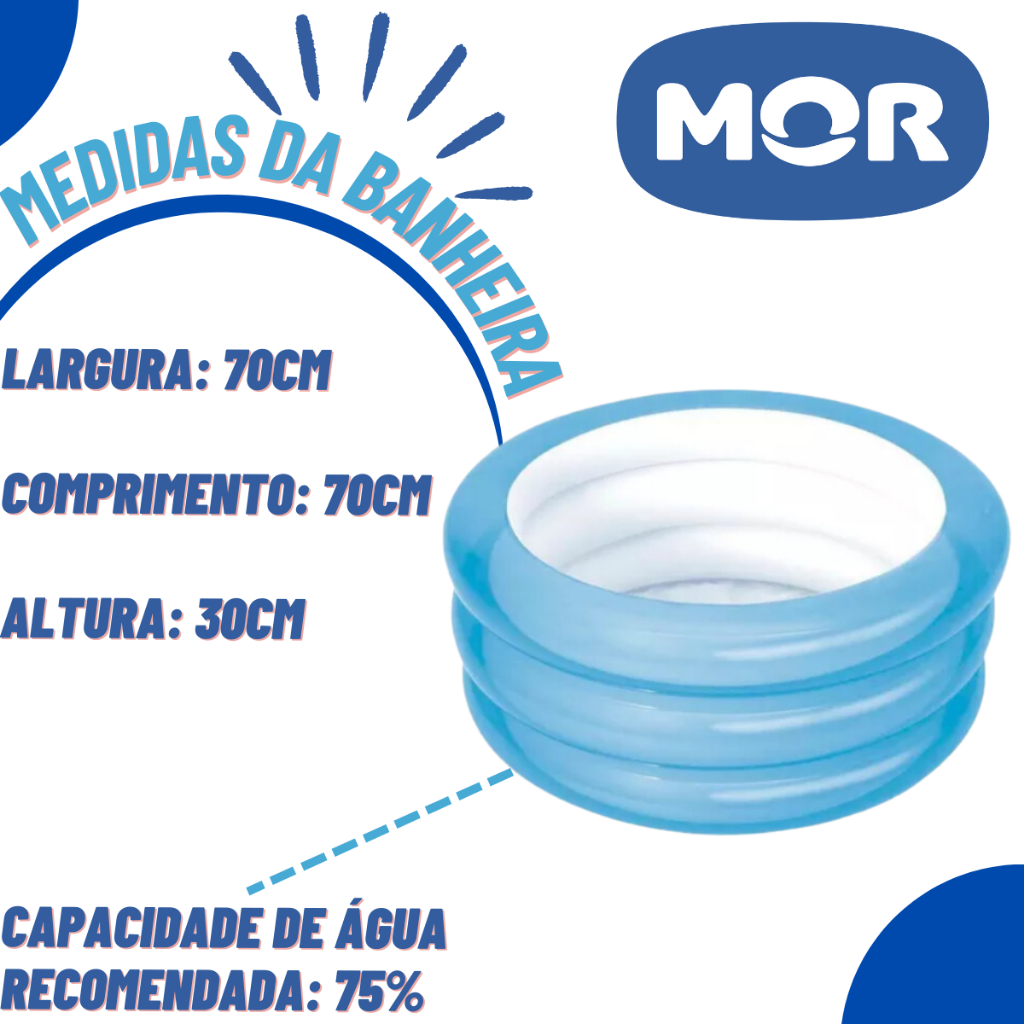 Piscina Banheira Inflável Baby Infantil Redonda 80 Litros Mor em Oferta na Shopee