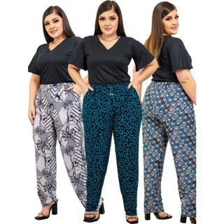 Kit Com 3 Calça Feminina Confortável Malha Liganete Pantalona em Oferta na Shopee