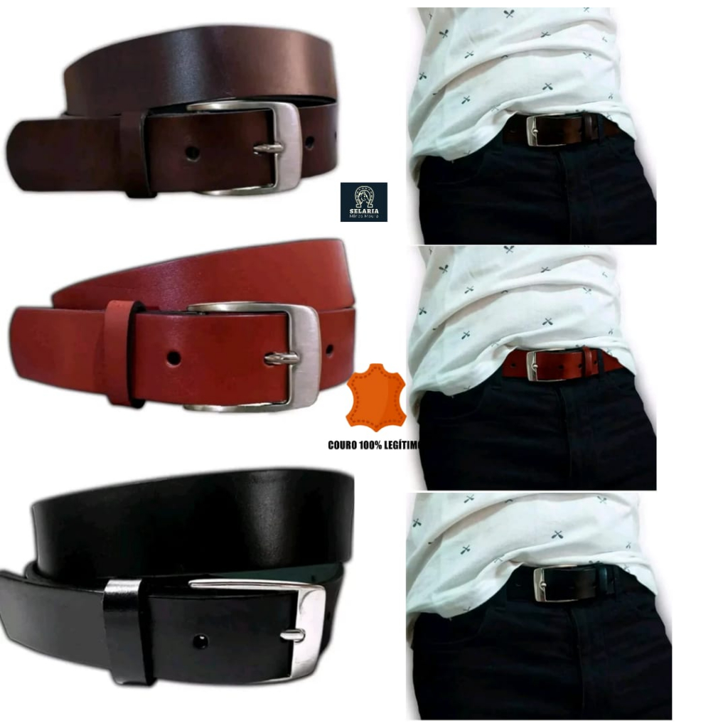 Cinto Masculino e Feminino Social Couro Legítimo Plus Size Liso Fivela Metal