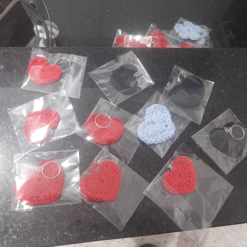 chaveiro coração de crochê kit com 10 unidades