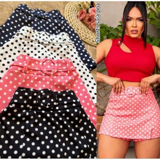 Short Saia Estampado Poa P M G e GG Malha Crepe
