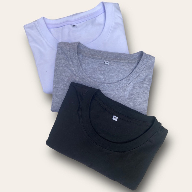 Kit 3 Camisetas Masculino 100% Algodão Camiseta Básico Liso  Fio 30.1 Branco, Preto, Cinza