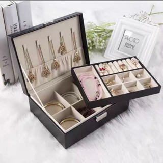 Porta Joia Grande Dupla Camada Multifuncional Couro com Chave Feminino em Oferta na Shopee