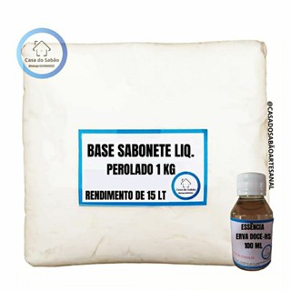 Kit Base Sabonete Liquido Perolado 1 Kg - Essencia Erva Doce 100 Ml
