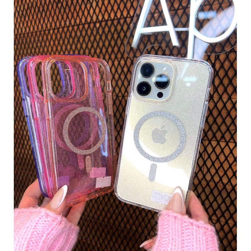 Capa Capinha com megsafe Acrílico brilho para iPhone telefone celular para 11/12/12pro/13/13PRO/13promax/14/14pro/14Pm em Oferta na Shopee