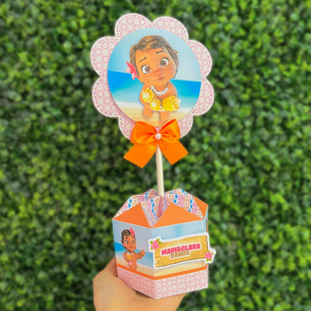 Kit de Centro de mesa Moana Baby | Arranjo Enfeite Cachepô | Lembrancinha | Festa  | Personalizado
