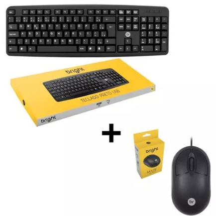 Teclado e mouse ABNT2 Fio USB Kit Pc Computador Notebook Informatica barato Bright ou Mox