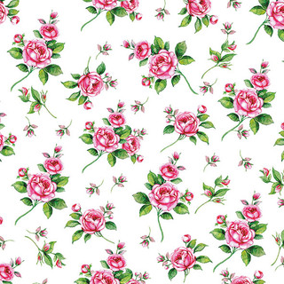 Guardanapo para Decoupage Cod10 Buque com Flores Pequenas na cor Rosa no Fundo Branco - Kit com 2 Unidades Iguais.