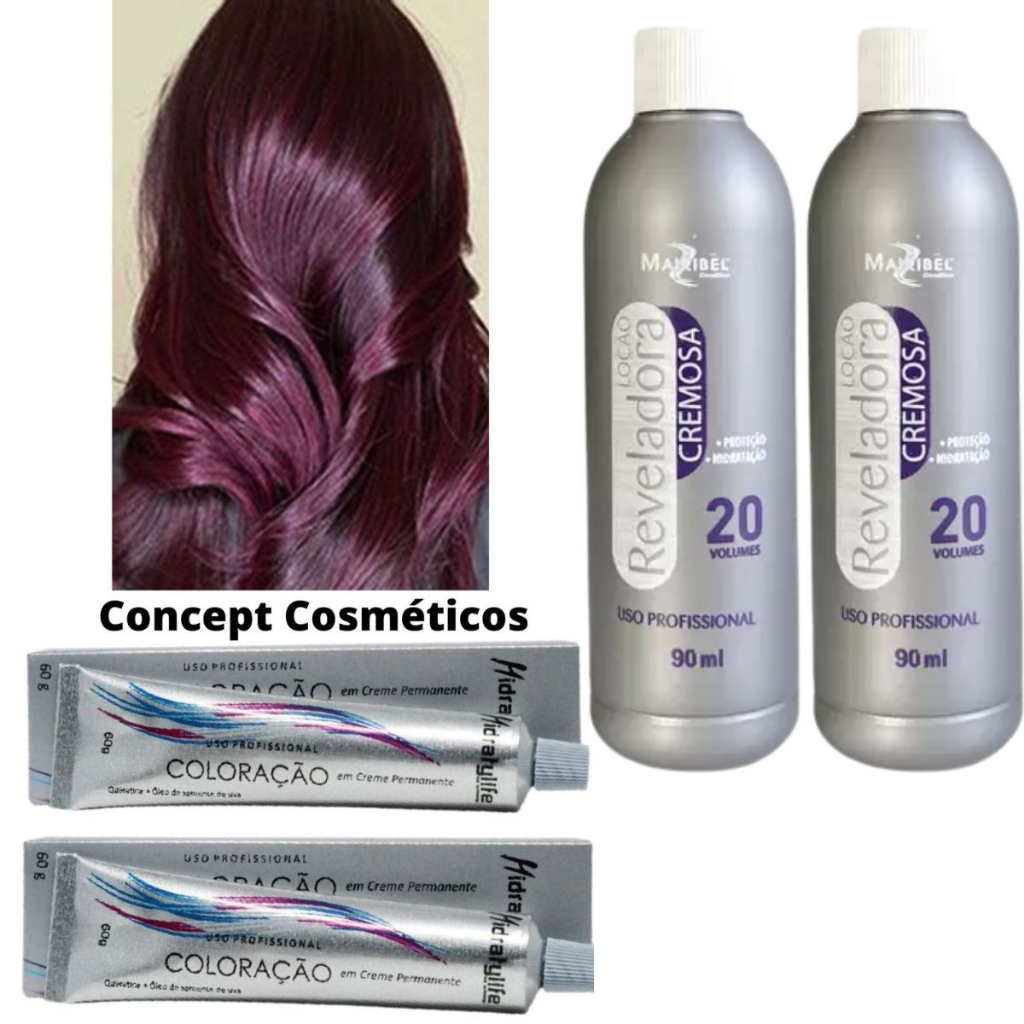 Tinta Marsala 66.26 + Ox 20 Volumes 90 ml Mairibel 2 Unidades de Cada em Oferta na Shopee