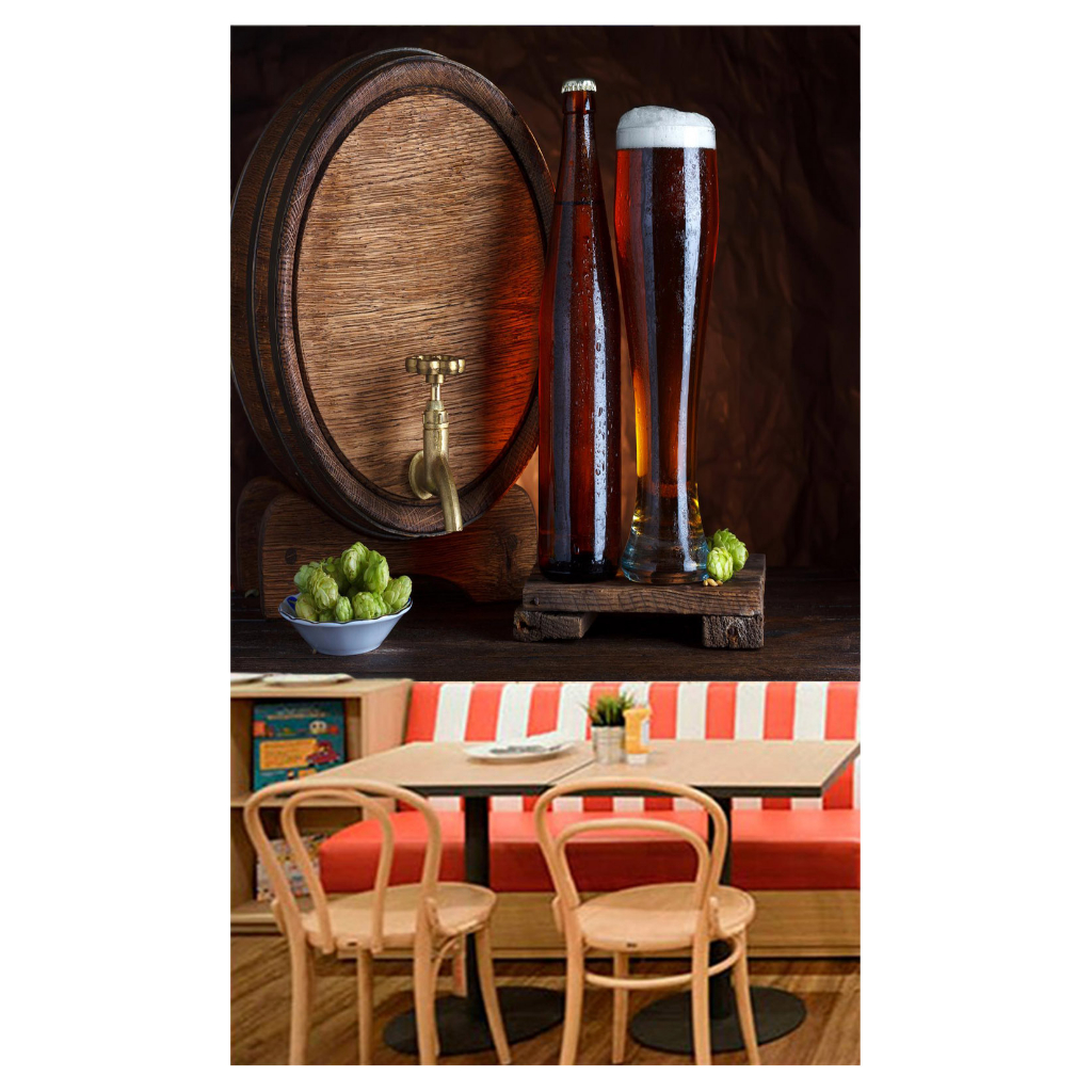 Papel de Parede Alimento Adesivo Decorativo Decoração Restaurante Adega  Bar Cerveja Chopp - AL067