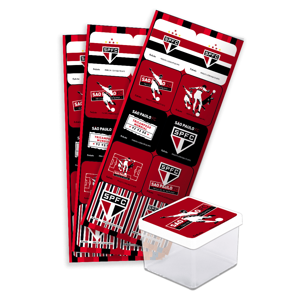 Adesivo Quadrado Caixinha Festa São Paulo Futebol 30 Uni Festcolor - Inspire sua Festa Loja