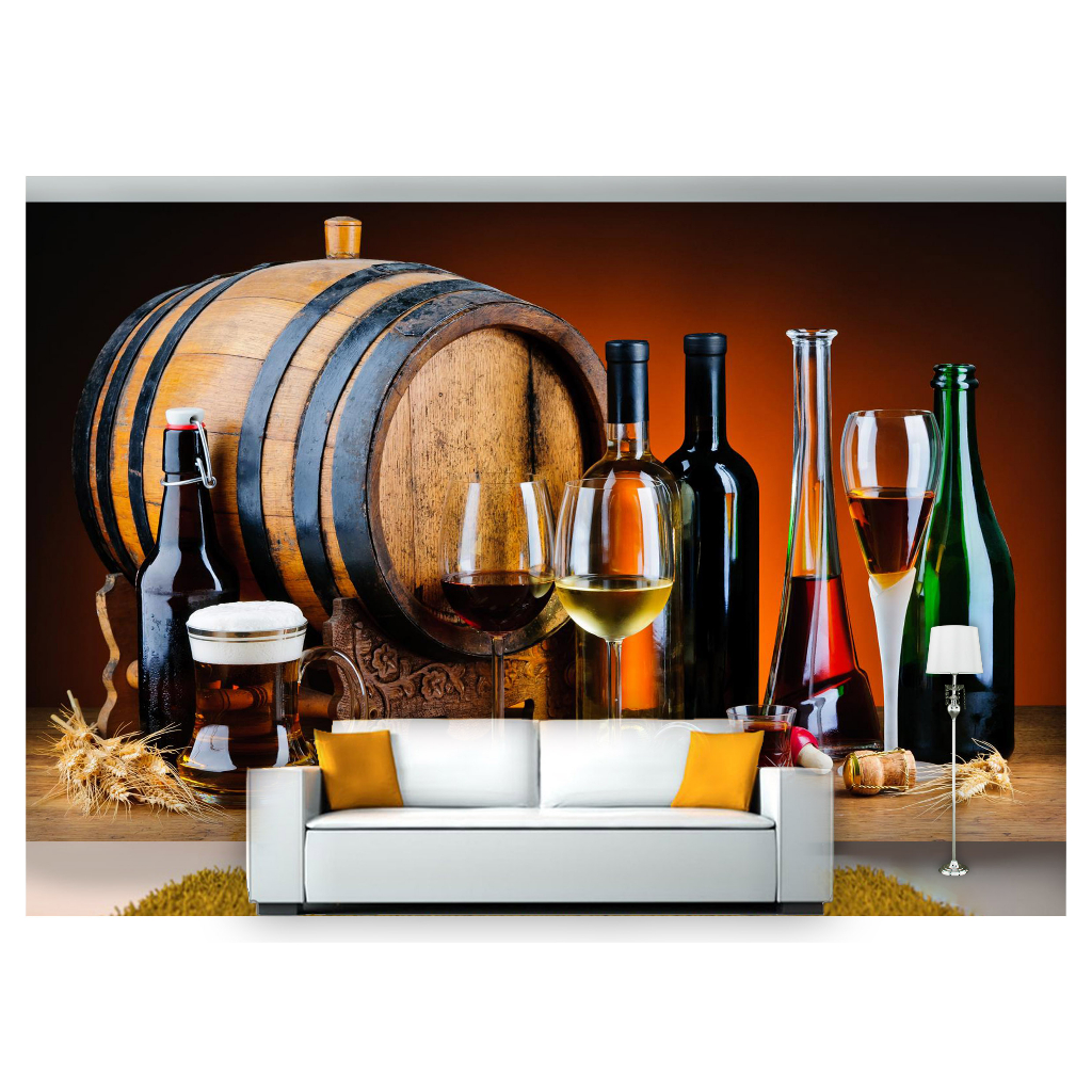 Papel de Parede Alimento Adesivo Decorativo Decoração Restaurante Adega Cerveja Chopp - AL073