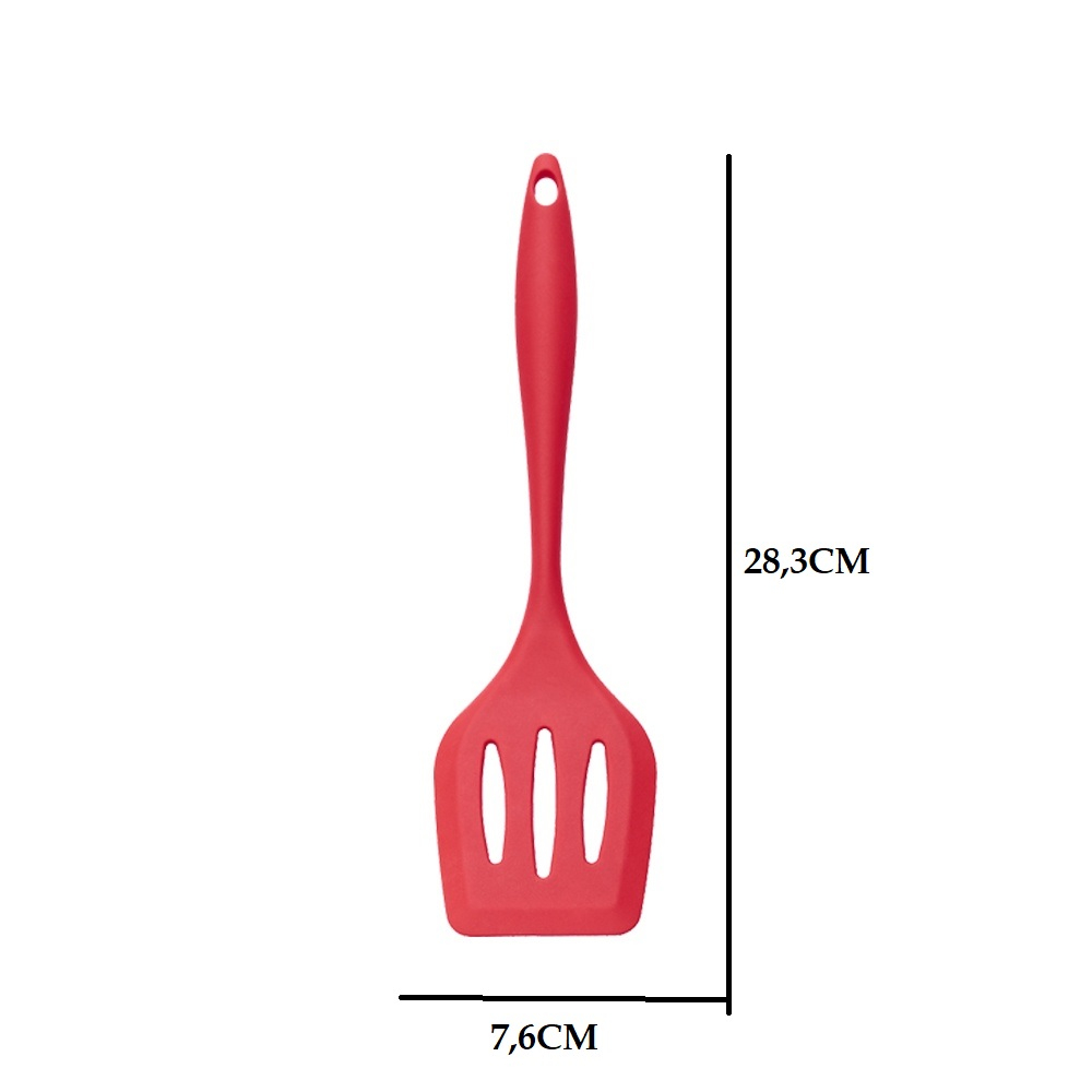 Espátula Vazada 28,3x7,6cm Culinária Silicone Multiuso Universal Utensílio De Cozinha