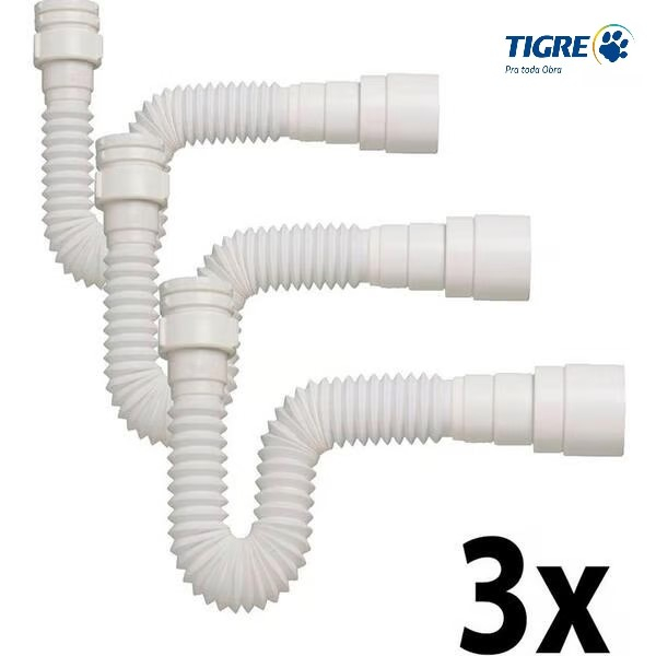 Kit 3x Sifão Sanfonado Ajustavel Multiuso Tigre