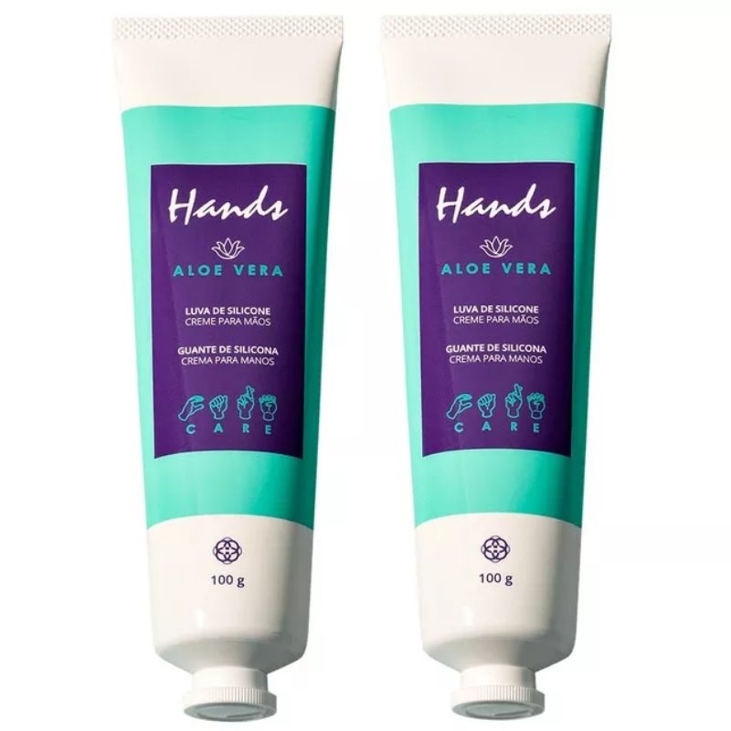 kit 2 Luva De Silicone Hinode Creme Para As Mãos Hands 100g Aloe Vera