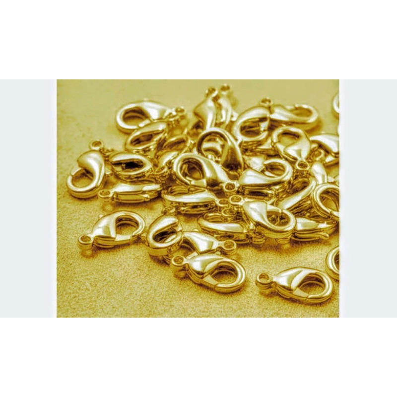 Fecho Lagosta 10mm Dourado 100pçs p/ Artesanato - Bijuterias