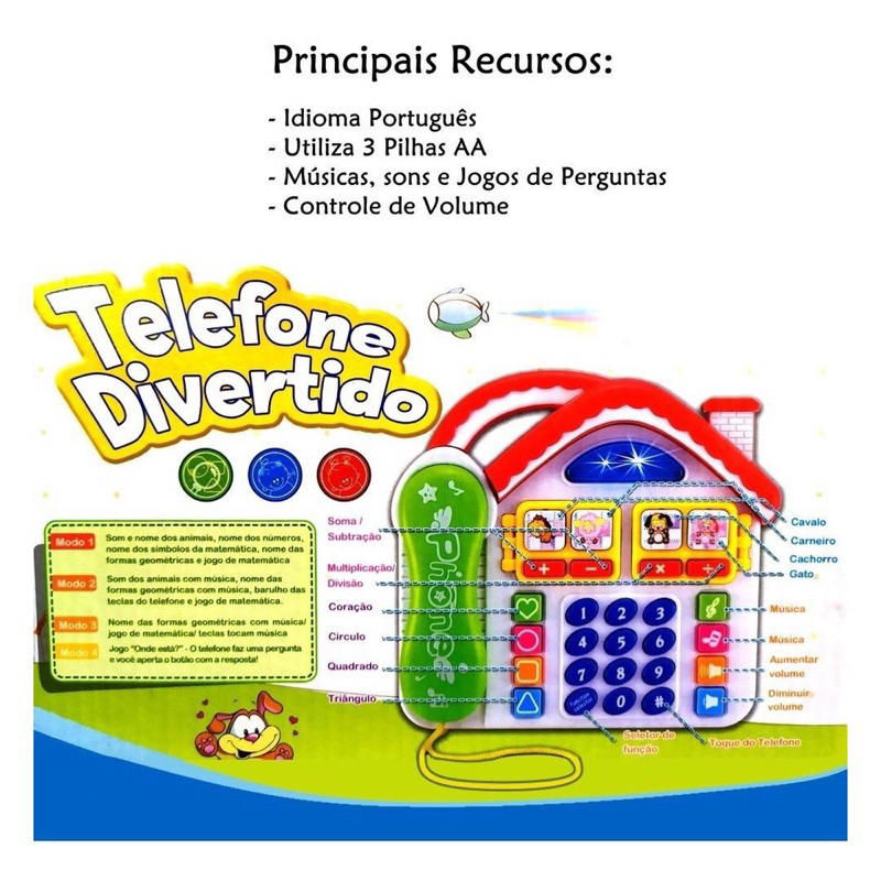 Detalhes do Telefone Bebê de Brinquedo Casinha Educativo Matemática Musical led/SOM