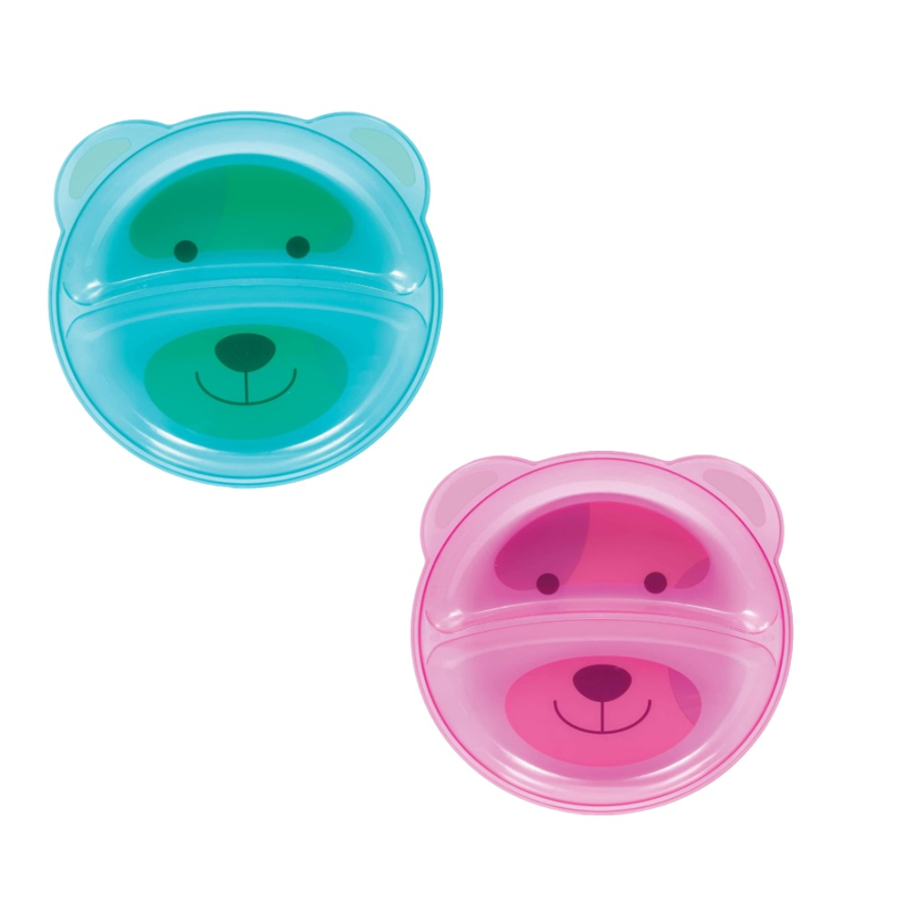 Prato Pratinho Infantil com Divisória Bebê Urso Refeição Bebê Introdução Alimentar Buba (Pratinho Refeição Bebê com Duas divisórias para microondas buba