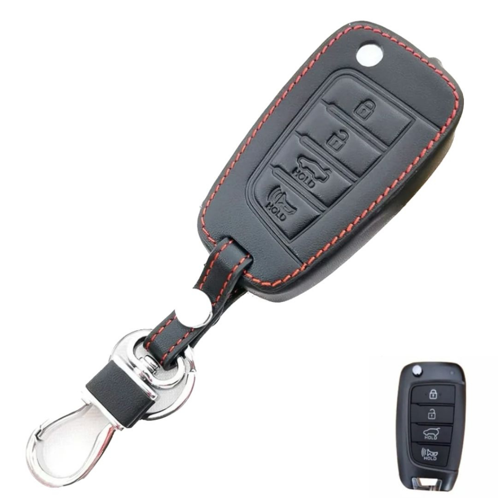Capa couro chave canivete 4 botões Hyundai Elantra Creta ix35 Hb20 Tucson i30 Gl Sonata Santa fé