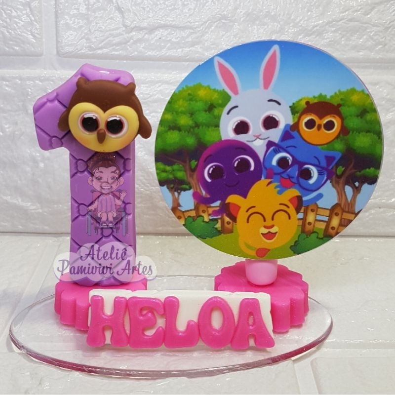 vela de aniversário bolofofos menina topo de bolo biscuit