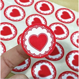 500 Etiquetas Adesivas Coração Vermelho Redondo 3 cm Adesivo decorativo para pacotes e produtos em Oferta na Shopee