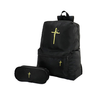 Kit Mochila de Costas Preta Fé + Estojo Básico fé, Versátil e Confortável