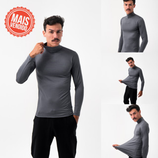 Camiseta Gola Alta Proteção Uv Segunda Pele Academia Cinza Solar 50+