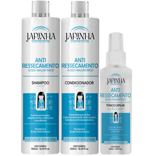 Kit Capilar Anti Ressecamento Ácido Hialurônico | Shampoo Condicionador | Tônico Capilar | Japinha