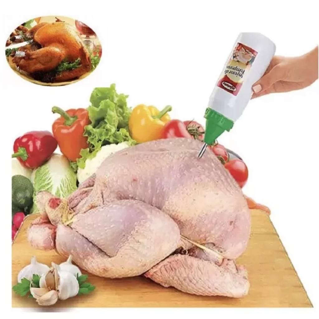 Injetor e Aplicador de Temperos e Recheios Com Bico De Alumínio Para Rechear Carnes e Doces