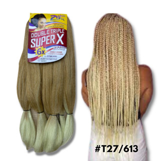 Jumbo para Tranças Cor #27/613 Castanho com Loiro Claro Super X 400 gramas Zhang Hair - Jumbão Cabelo Sintético para Tranças Box Braids Boxeadora Twist