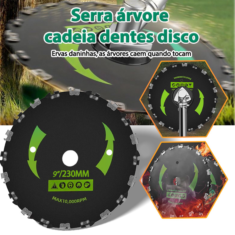 Disco Para Roçadeira Com Dentes De Corrente Motosserra - Corta Muito eficiente e durável sem ferrugem, entrega imediata