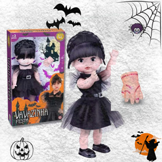 Boneca Vavazinha com Roupinha do Baile e Mãozinha Inspiração Série Wandinha Addams