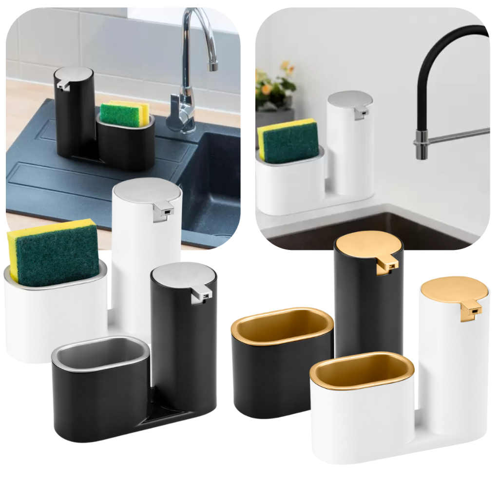 Dispenser Para Detergente E Porta Bucha Cozinha Luxo Arthi Porta Detergente Cozinha Banheiro Luxo Dourado Preto Prata Cromado Branco Fosco Decoração Casa Arthi Original