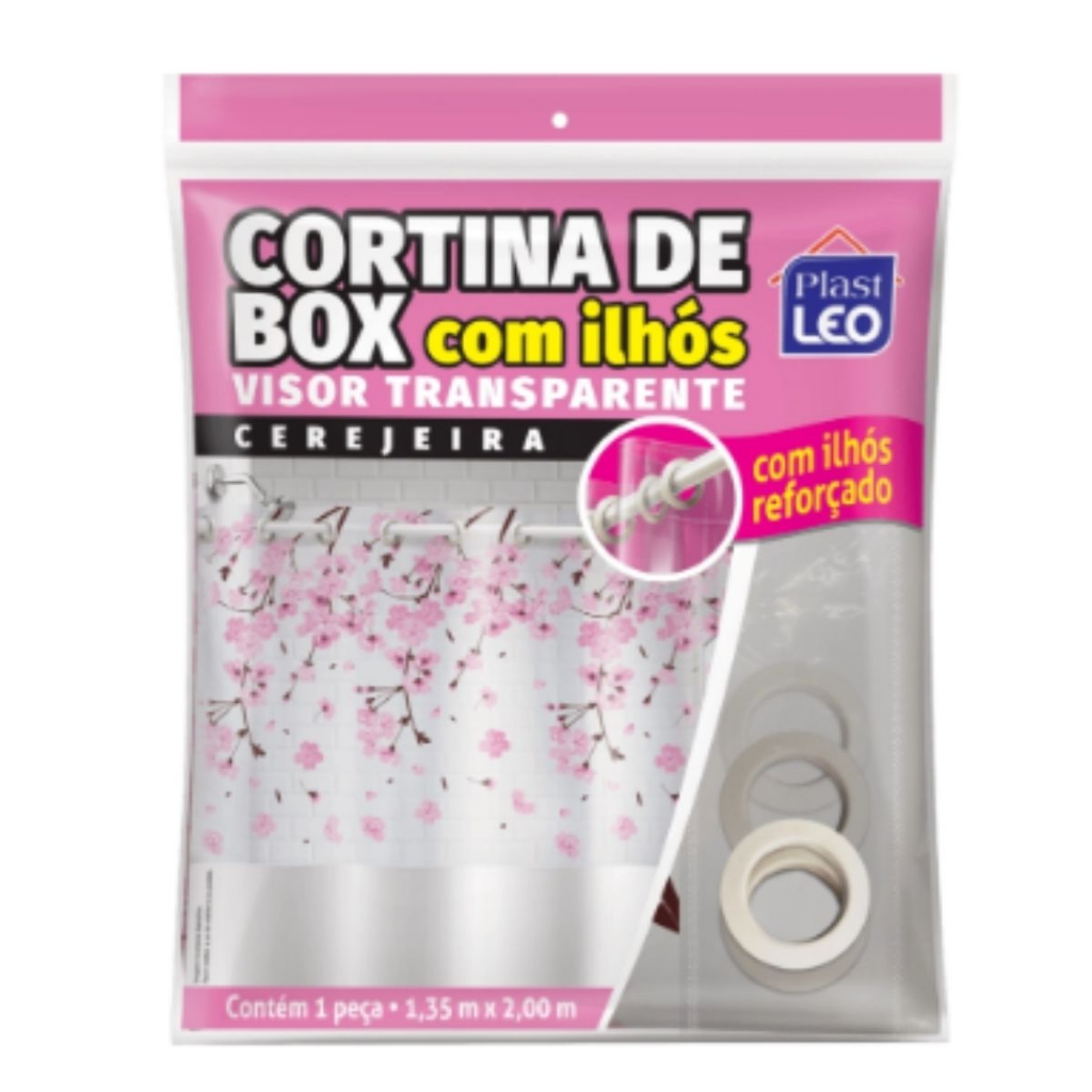 Cortina para Box de Banheiro Estampada Banho Chuveiro Cerejeira