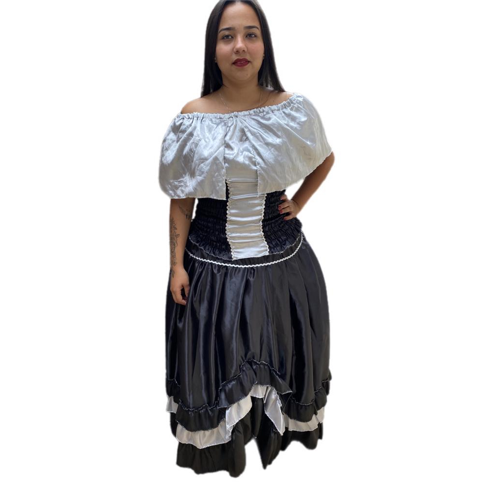 ROUPA POMBAGIRA PRETA PRATA UMBANDA CANDOMBLE