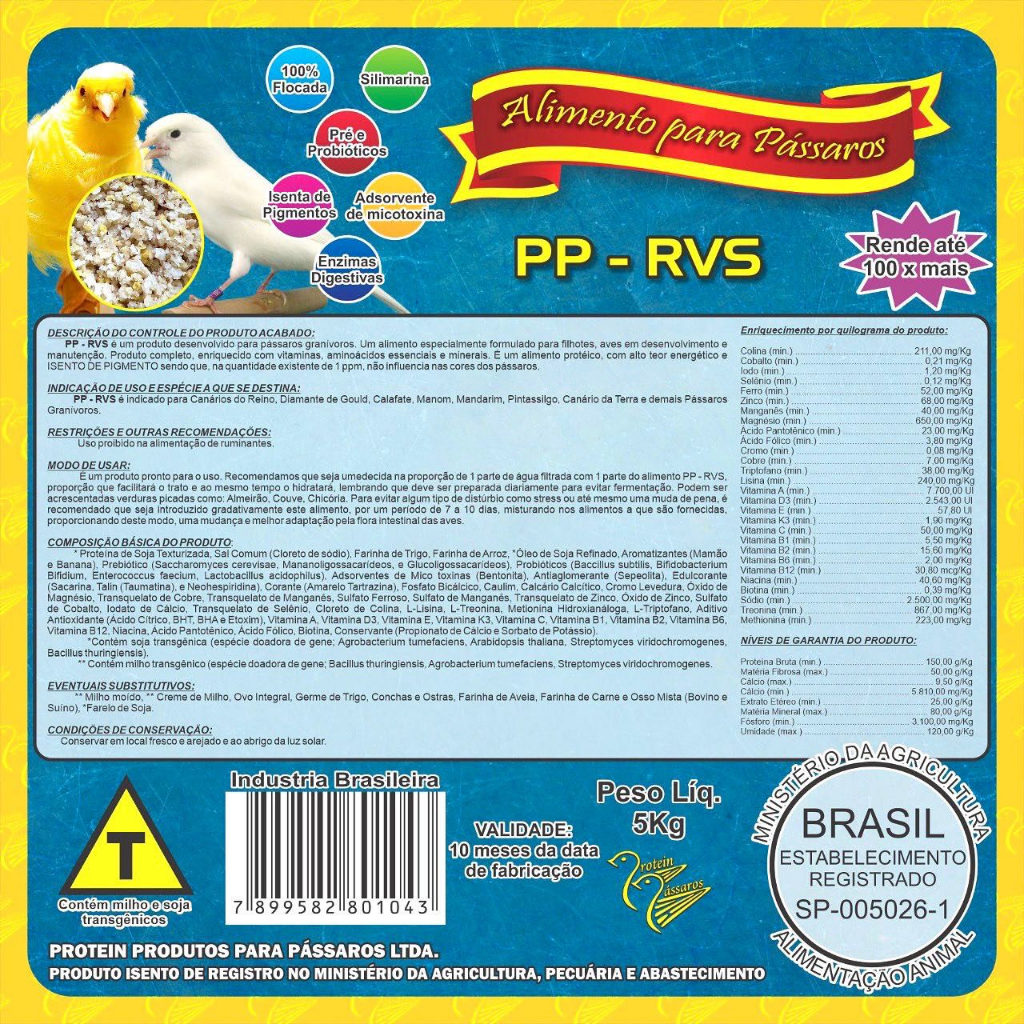 Ração Farinhada Pp Rvs Canário Super Premium 5 Kg - Oferta em Oferta na Shopee