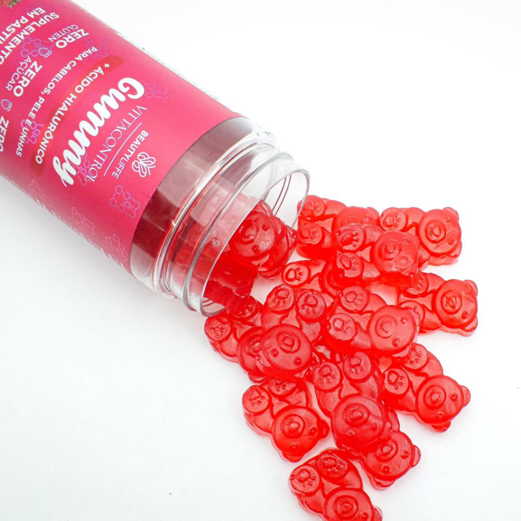 VittaControl Gummy ZERO Vitamina Cabelo, Unhas e Pele com Ácido Hialurônico Apenas 1 Goma ...