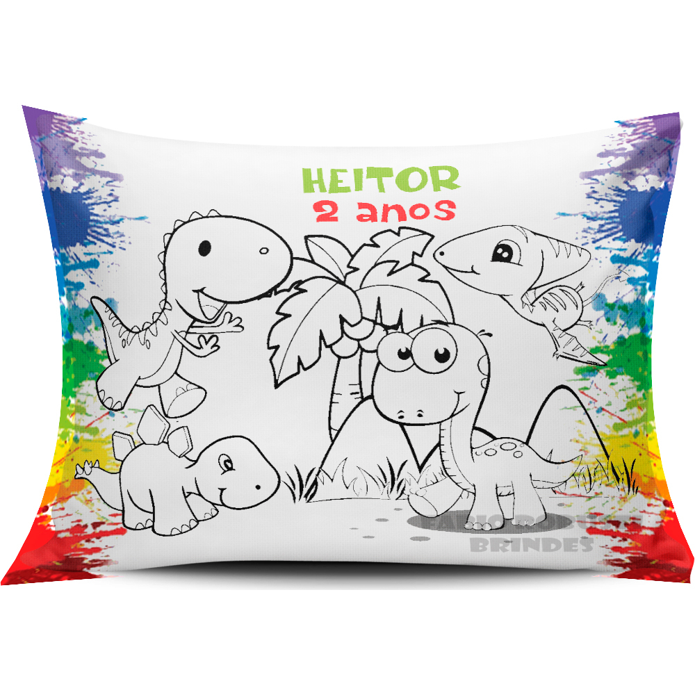 20 Almofada Personalizada para Colorir DINOSSAURO CUTE DINO Lembrancinha Infantil Aniversário Pinte e Lave Qualquer Tema