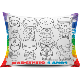 20 Almofada Personalizada para Colorir SUPER HEROIS CUTE Lembrancinha Infantil Aniversário Pinte e Lave Qualquer Tema em Oferta na Shopee