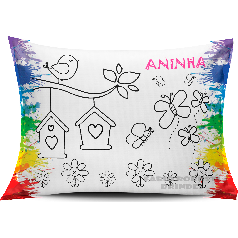 20 Almofada Personalizada para Colorir JARDIM ENCANTADO Lembrancinha Infantil Aniversário Pinte e Lave Qualquer Tema